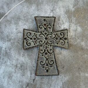 Decorative Ornate Cross Wall Accent in Aged Bronze